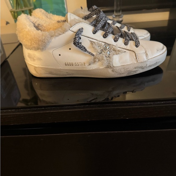 Golden Goose Super-Star Sneakers with Glitter Star and Shearling - Picture 1 of 7